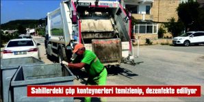 ÇÖP KONTEYNERİ YIKAMA ARACI SAHİLLERDE DE HİZMET VERİYOR