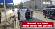 BETON REFÜJE ÇARPAN OTOMOBİL TERS DÖNDÜ